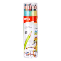 Bút chì màu Deli C112 Enovation, Lon giấy - 12 màu/ 24 màu