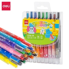 Sáp màu vặn Deli C216 cây ngắn (12) - 12 màu/ 18 màu/ 24 màu