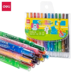 Sáp màu vặn Deli C216 cây ngắn (12) - 12 màu/ 18 màu/ 24 màu