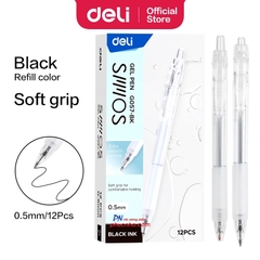 Bút gel bấm Deli G057 0.5mm (12) - Mực xanh/ đỏ/ đen