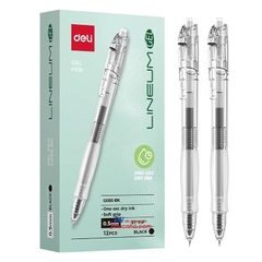 Bút gel bấm Deli G08E 0.5mm, mực đen (12)