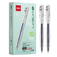 Bút gel bấm Deli G08E 0.5mm, mực xanh (12)