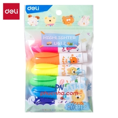Bộ bút dạ quang 6 màu Deli U612