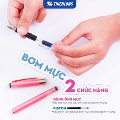 Bút máy Thiên Long Điểm 10 TP-FTC03 ngòi êm vỏ kim loại (10 cây/ khay) - bút bơm mực luyện viết chữ đẹp