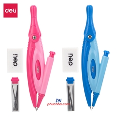 Bộ dụng cụ HS 7 món Deli G30304 hộp nhựa thước, compa, chuốt, gôm (12)