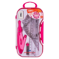 Bộ dụng cụ HS 7 món Deli G30304 hộp nhựa thước, compa, chuốt, gôm (12)
