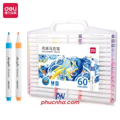 Bút lông màu marker acrylic Deli HM108 1 đầu - 12 màu/ 24 màu/ 36 màu/ 48 màu/ 60 màu