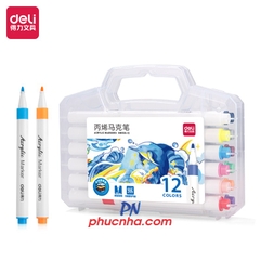 Bút lông màu marker acrylic Deli HM108 1 đầu - 12 màu/ 24 màu/ 36 màu/ 48 màu/ 60 màu