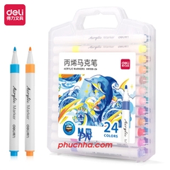 Bút lông màu marker acrylic Deli HM108 1 đầu - 12 màu/ 24 màu/ 36 màu/ 48 màu/ 60 màu