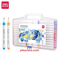 Bút lông màu marker acrylic Deli HM108 1 đầu - 12 màu/ 24 màu/ 36 màu/ 48 màu/ 60 màu