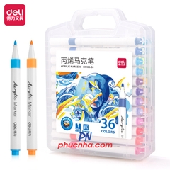 Bút lông màu marker acrylic Deli HM108 1 đầu - 12 màu/ 24 màu/ 36 màu/ 48 màu/ 60 màu
