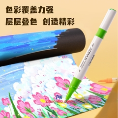 Bút dạ lông màu Acrylic Marker 2 đầu Deli HM924 - 12 màu/ 24 màu/ 36 màu