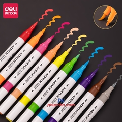 Bút dạ lông màu Acrylic Marker 2 đầu Deli HM924 - 12 màu/ 24 màu/ 36 màu