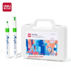 Bút lông màu Acrylic Marker Deli HM912-12 12 màu (Hộp trắng)