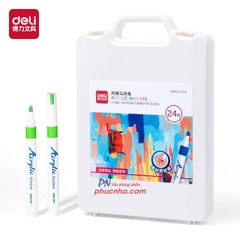 Bút lông màu Acrylic Marker Deli HM912-24 24 màu (Hộp trắng)