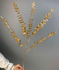 Cành lá táo đồng vàng nhũ 5 nhánh trang trí Tết