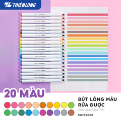 Bút lông màu Fiber Pen Thiên Long Colokit SWM-C008 20 màu tone pastel (có thể rửa được) ngòi chóp