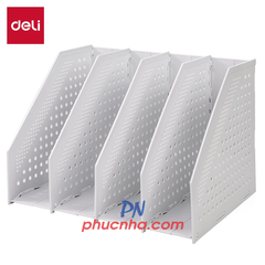 Kệ hồ sơ nhựa gấp gọn Deli 4 ngăn đứng (kệ xéo) (12)