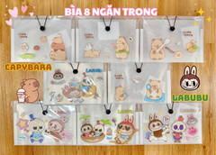 Cặp bìa 8 ngăn A4 Labubu, capybara 8328/ 8332 thun cài