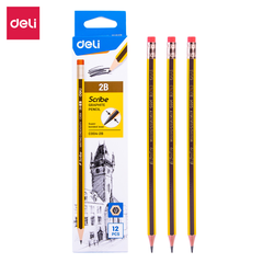 Bút chì gỗ Deli C004 2B đầu gôm (12)