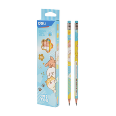 Bút chì gỗ Deli C012 2B Miyou đầu gôm (12)