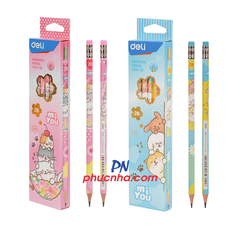 Bút chì gỗ Deli C012 2B Miyou đầu gôm (12)