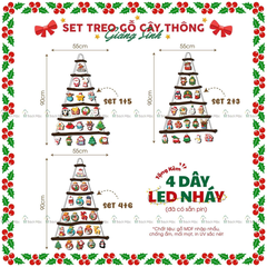 Set treo gỗ cây thông giáng sinh ( 20 hình + 4 dây đèn led/ set)