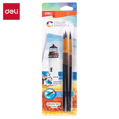 Bộ 3 cọ vẽ Deli C404 lông sóc SQUIRRE , thân nâu, cọ tròn