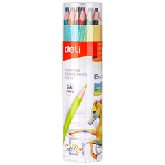 Bút chì màu Deli C112 Enovation, Lon giấy - 12 màu/ 24 màu