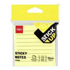 Giấy note màu Deli A045 3x3inch, có dòng kẻ (4 màu) (12)