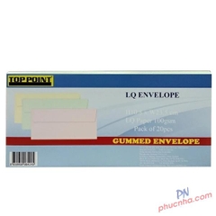 Bao thư màu giấy thơm có keo 10.8x23.5cm Top Point (20 cái/ xấp)