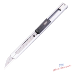 Dao rọc giấy nhỏ 9mm lưỡi dao 30 độ Deli 2034 cán sắt (24)
