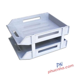 Kệ hồ sơ 2 tầng nhựa A4  Xukiva 190-2 chốt nhựa to (xám-xanh đen)