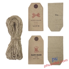 Tag treo nhật - M (50 cái + dây đay) Linh Lan TAG - NM 6 x 3,5 cm