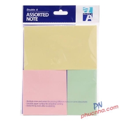 Giấy notes 3 màu 3x2in, 3x3in, 3x4in Double A AN32324 (12/144)