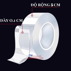 Băng keo 2 mặt siêu dính trong suốt, băng keo nano 2 mặt