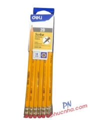 Bút chì gỗ Deli C037 2B đầu gôm (12)