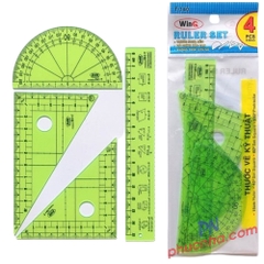 Thước bộ eke, đo độ 4 cây vẽ kỹ thuật WinQ T-140 (20/100)