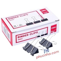 Kẹp bướm đen Deli 38564 25mm/ 38563 32mm/ 38562 41mm/ 38561 51mm (12 cái/ hộp)