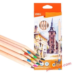 Bút chì màu thân gỗ mọc Deli C124 12 màu/ 24 màu