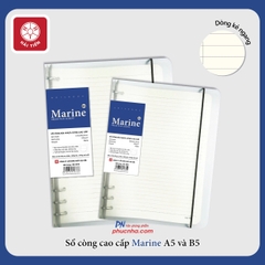 Sổ còng sắt Hải Tiến Marine 200tr 100gsm bìa nhựa kẻ ngang (giấy trắng ngà) - 6 còng A5/ 9 còng B5