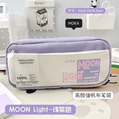 Bóp viết vải Moka Moonlight 2 ngăn 2 dây kéo vải bố (4 màu)