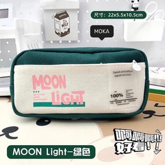 Bóp viết vải Moka Moonlight 2 ngăn 2 dây kéo vải bố (4 màu)