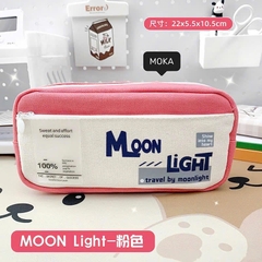 Bóp viết vải Moka Moonlight 2 ngăn 2 dây kéo vải bố (4 màu)