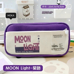 Bóp viết vải Moka Moonlight 2 ngăn 2 dây kéo vải bố (4 màu)