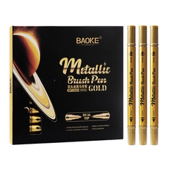 Bút lông màu acrylic nhũ Metalic Baoke MP2960 2 đầu 1-5mm (12) - Trắng/ Bạc/ Vàng