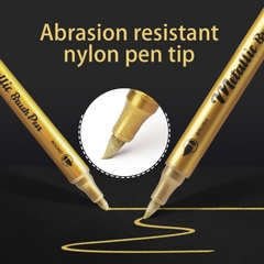 Bút lông màu acrylic nhũ Metalic Baoke MP2960 2 đầu 1-5mm (12) - Trắng/ Bạc/ Vàng