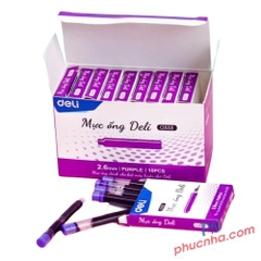 Mực ống bút máy đầu nhỏ 2.6mm Deli Q888 mực tím (6 ống/ hộp)