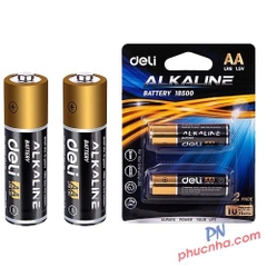 Pin AA Alkaline Deli 18500 LR6 1.5V 2A (2 viên/ vỉ) (20) - Pin đồng hồ, pin tiểu