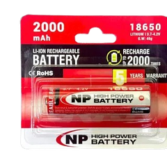 Pin sạc 18650 NP 2000mAh 3.7-4.2V đầu lồi (1 viên/ vỉ) (10)